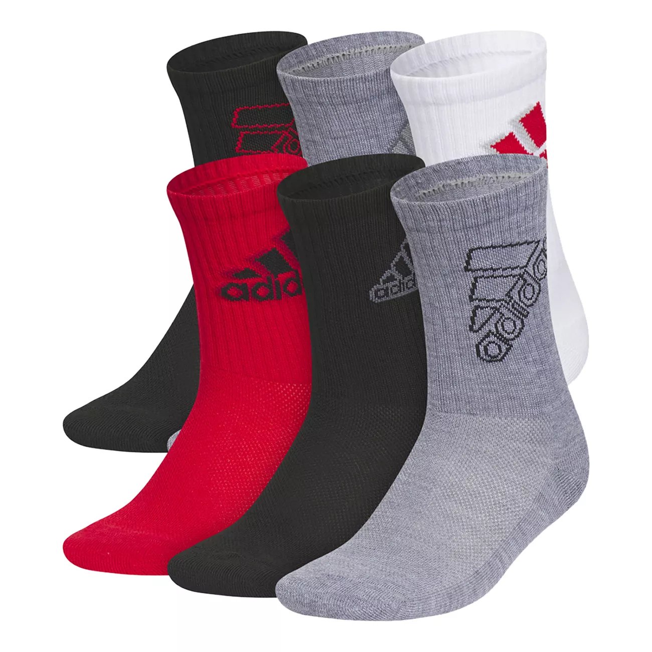 Kids' 6-Pack Cushioned Crew Socks