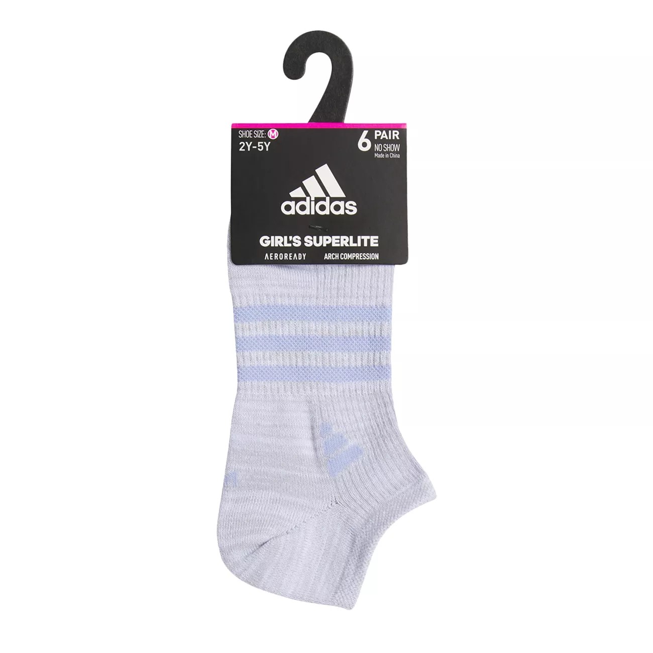 Girls' 6-Pack Superlite No Shoe Socks