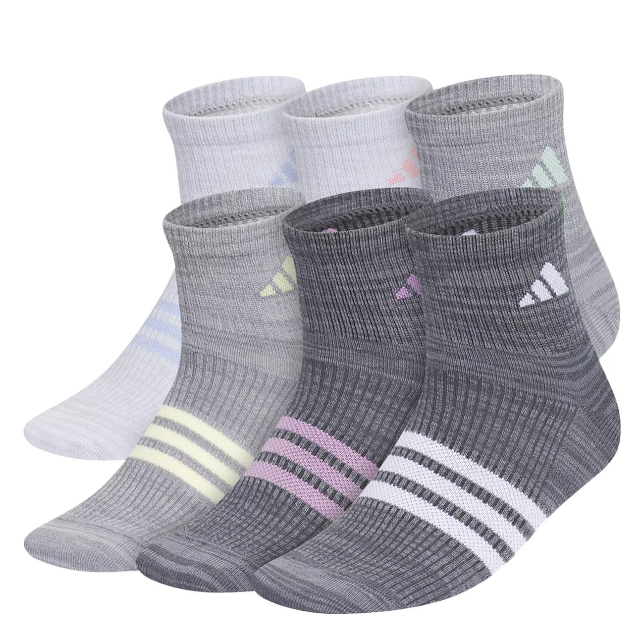 adidas Girls 6 Pack Superlite Quarter Socks The Shoe Company