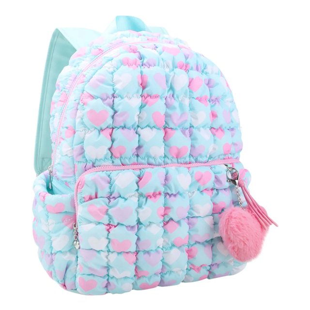 OMG Accessories Heart Print Scrunch Backpack With Heart Charm DSW Canada