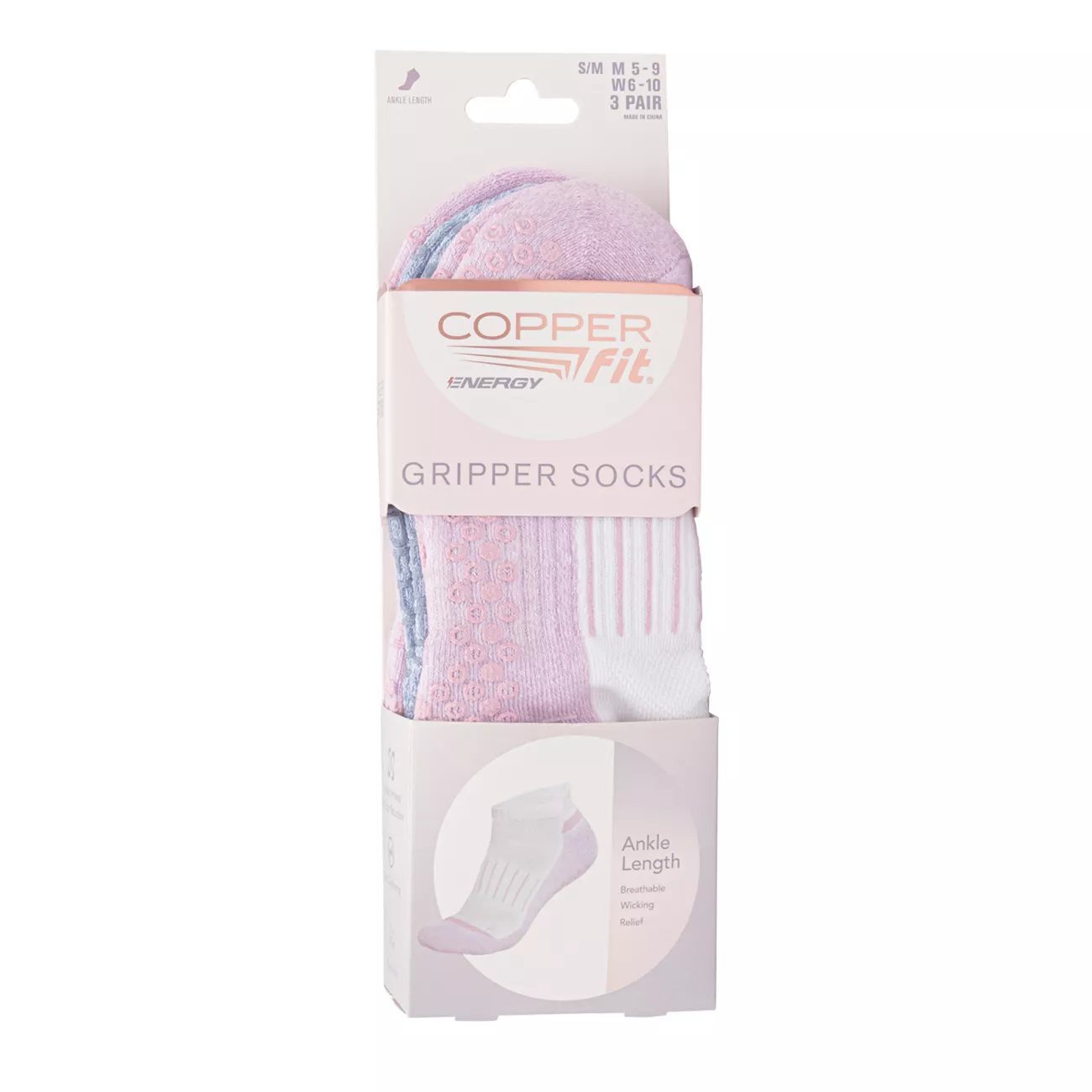 Copper Fit Paltrow 3Pack Gripper Ankle Socks The Shoe Company