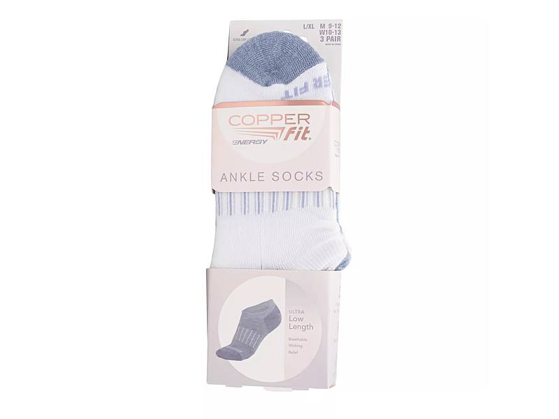 Copper Fit Paltrow 3Pack Gripper Ankle Socks The Shoe Company