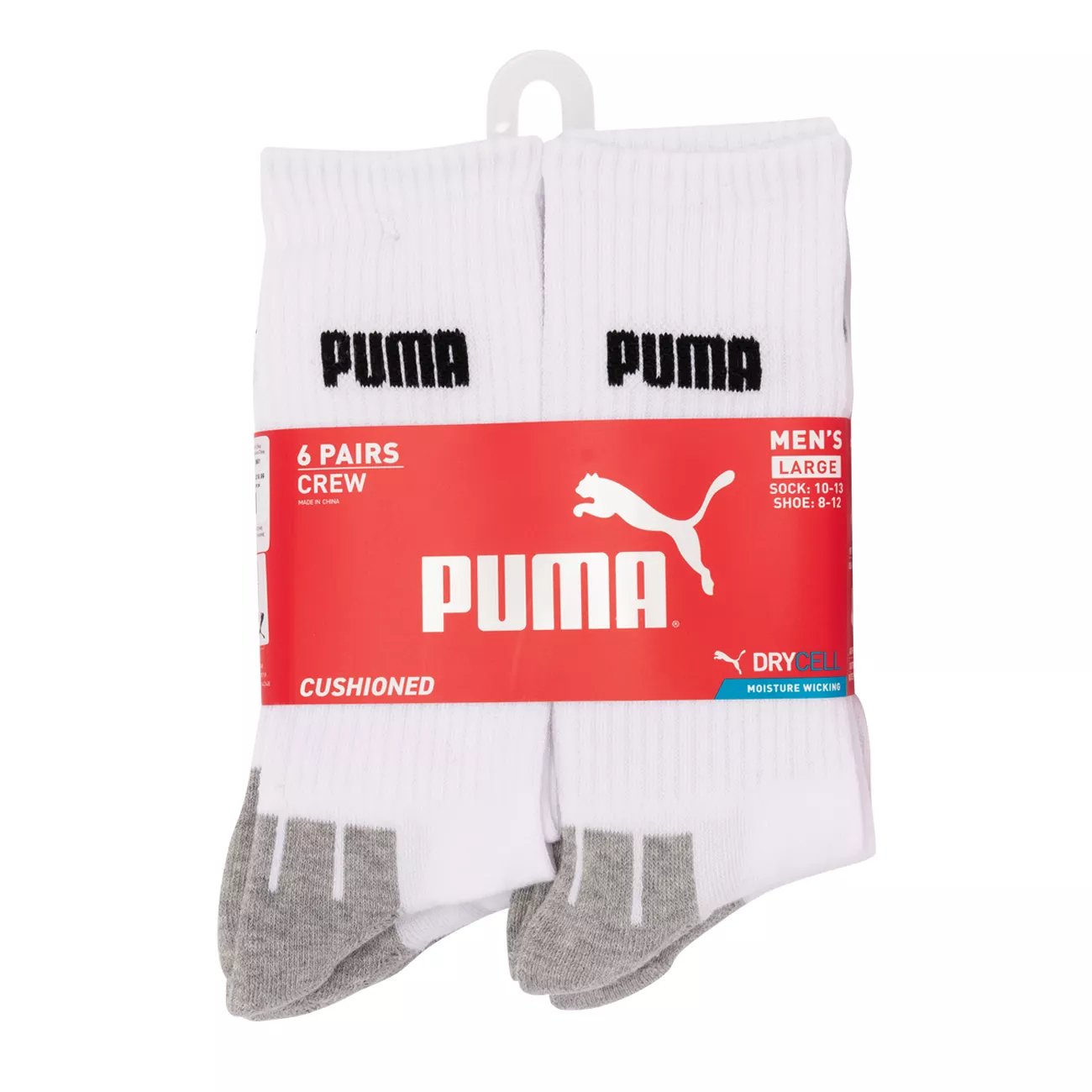 Puma Men's 6Pack 1/2 Terry Crew Socks The Shoe Company