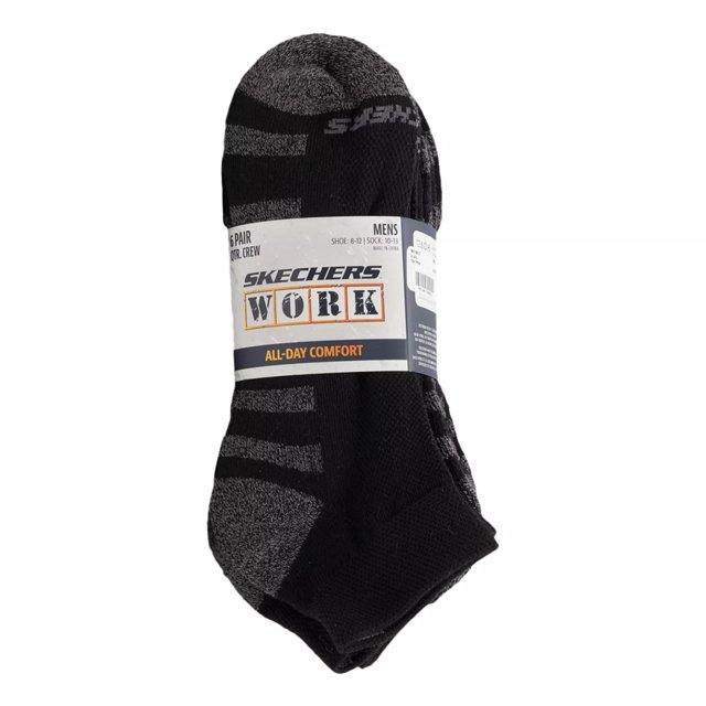 Skechers Men s 6 Pack Extended Crew Socks in Black Not Applicable