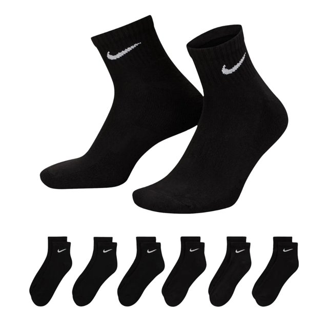 Nike Everyday Cushioned No Show Socks Black White