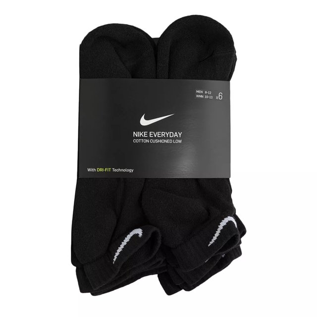 Nike Unisex 6 Pack Everyday Cushioned Low Socks The Shoe Company