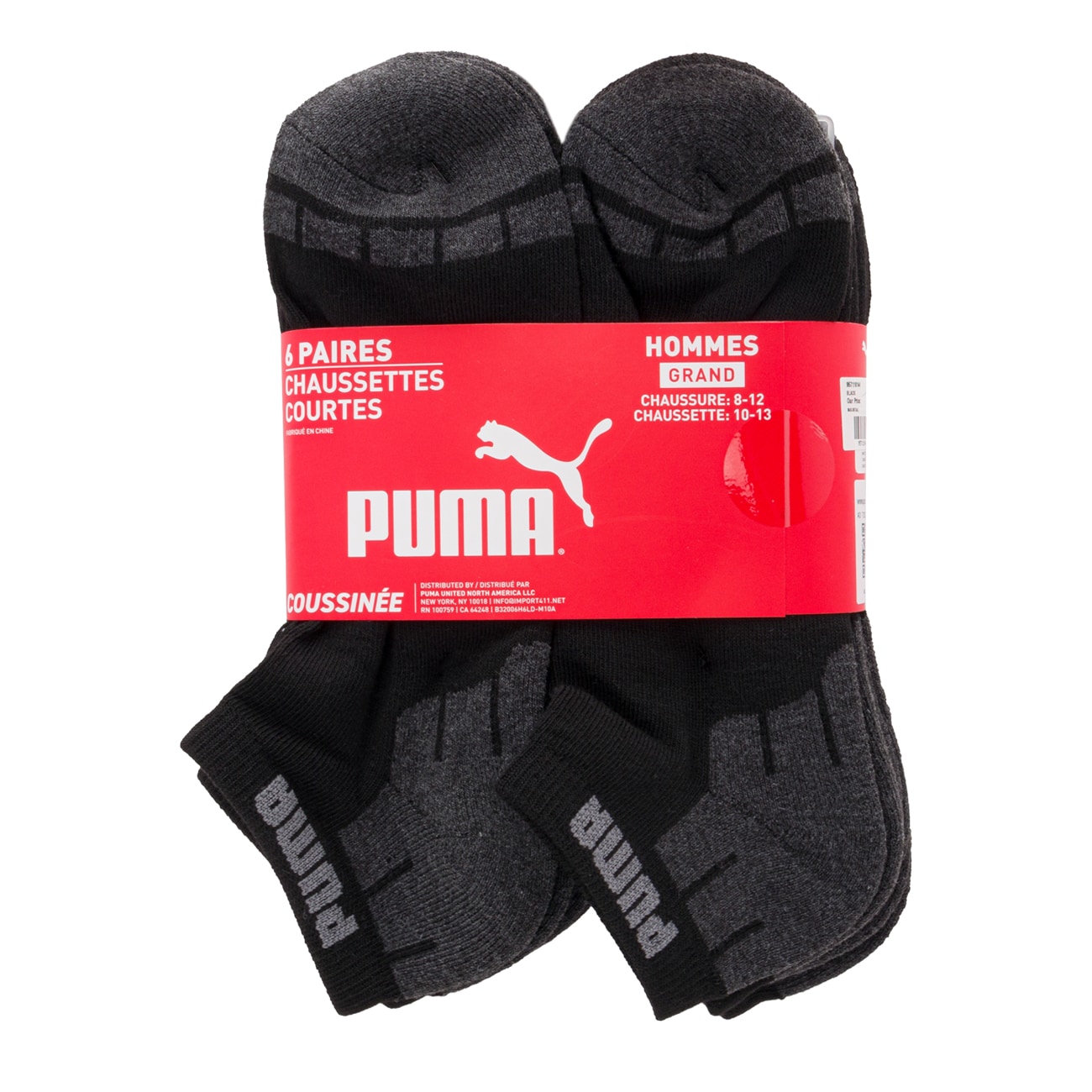 Men's 6-Pack Low Cut Cushioned Ankle Socks