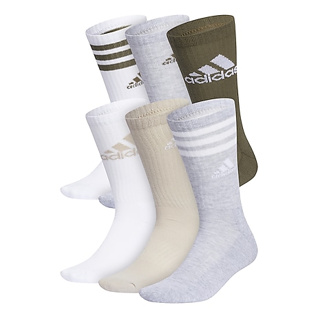adidas Athletic Cushioned Men's Crew Socks - 6 Pack - Free Shipping