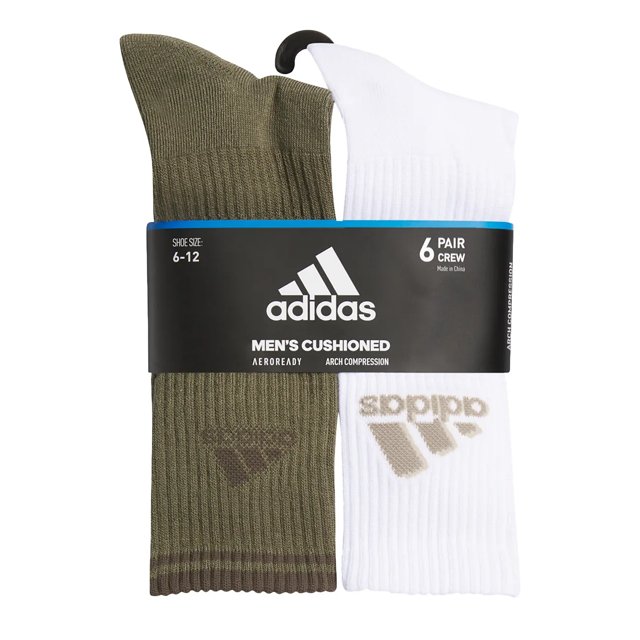 adidas Men s 6 Pack Cushioned Crew Socks DSW Canada